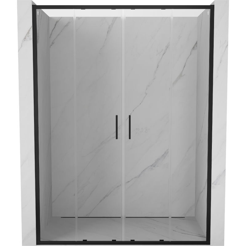 Mexen Exo double sliding shower door 160 cm, transparent, black - 8152-160-000-70-00