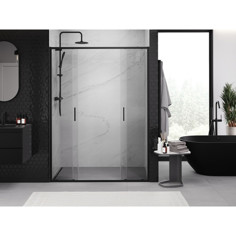 Mexen Exo-S Duo double sliding shower doors 150 cm, transparent, black - 8152-150-000-70-00