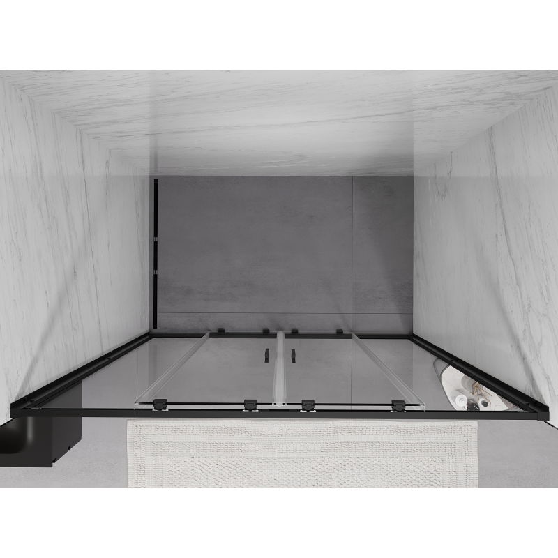 Mexen Exo double sliding shower door 160 cm, transparent, black - 8152-160-000-70-00