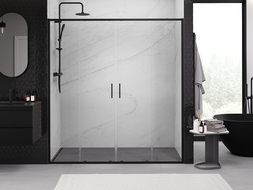 Mexen Exo double sliding shower door 170 cm, transparent, black - 8152-170-000-70-00