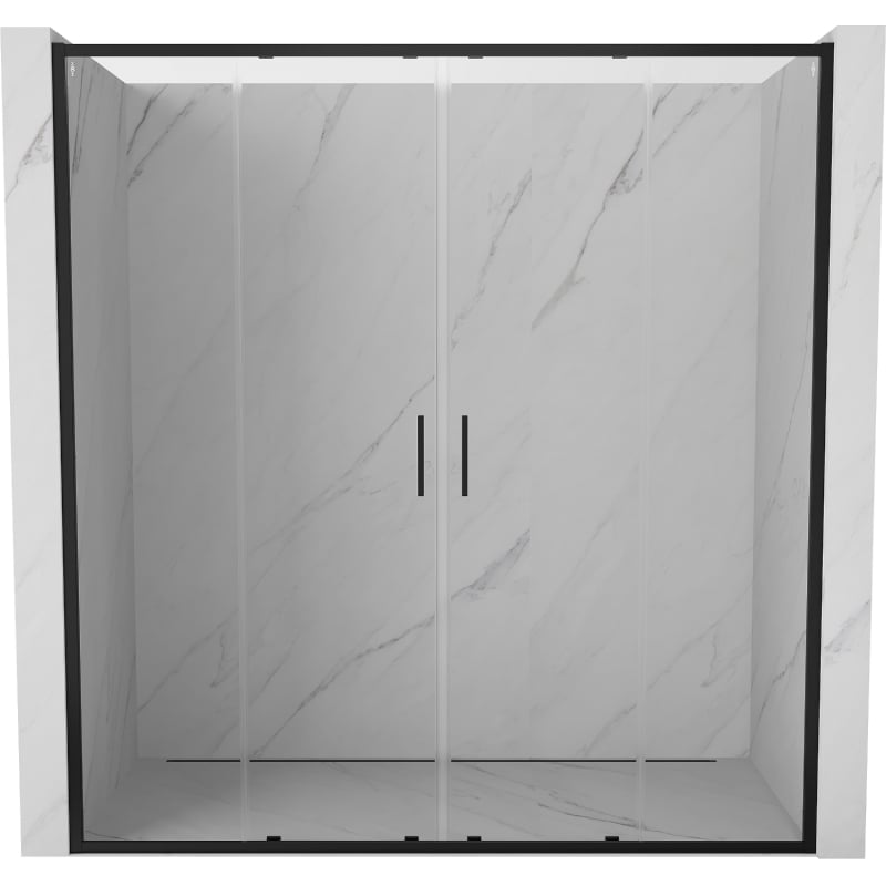 Mexen Exo double sliding shower door 170 cm, transparent, black - 8152-170-000-70-00