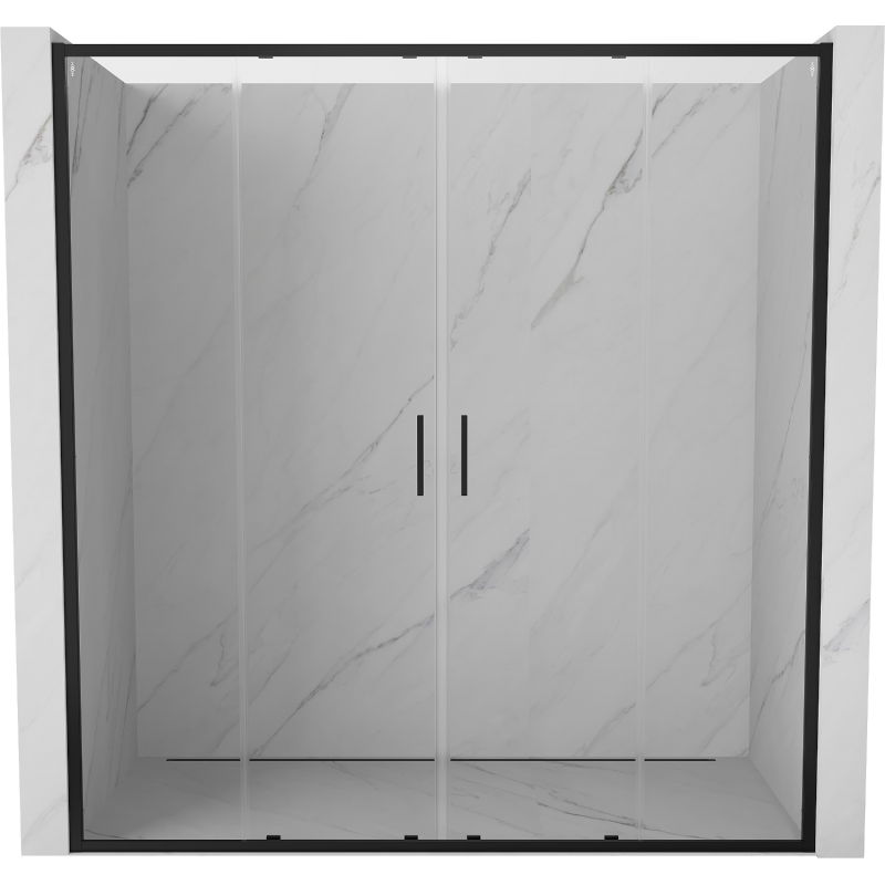 Mexen Exo double sliding shower door 200 cm, transparent, black - 8152-200-000-70-00