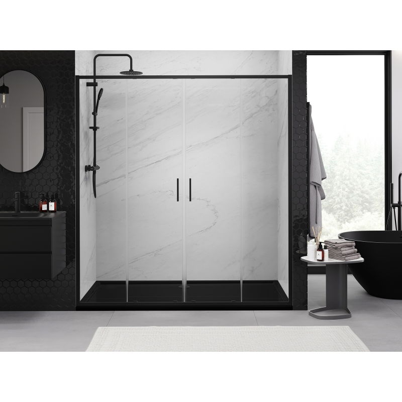 Mexen Exo double sliding shower doors 190 cm, transparent, black - 8152-190-000-70-00
