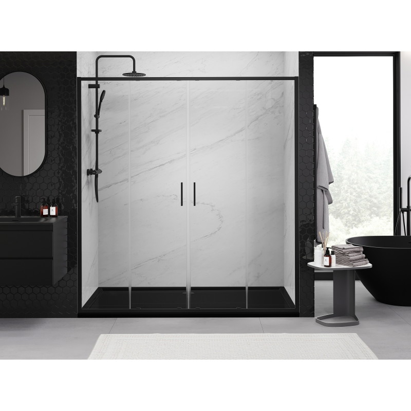 Mexen Exo-S Duo double sliding shower door 200 cm, transparent, black - 8152-200-000-70-00