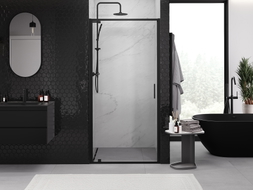 Mexen Exo-BR 65 cm Hinged Shower Door, Transparent, Black - 8181-065-000-70-00