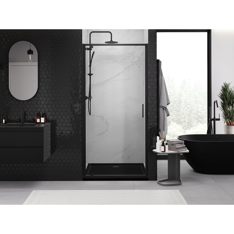 Mexen Exo-BR 75 cm pivot shower door, transparent, black - 8181-075-000-70-00