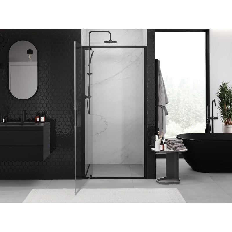 Mexen Exo-BR 75 cm pivot shower door, transparent, black - 8181-075-000-70-00