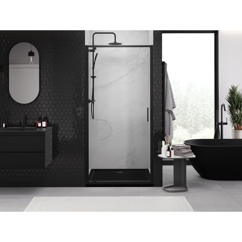 Mexen Exo-BR swing shower door 90 cm, transparent, black - 8181-090-000-70-00