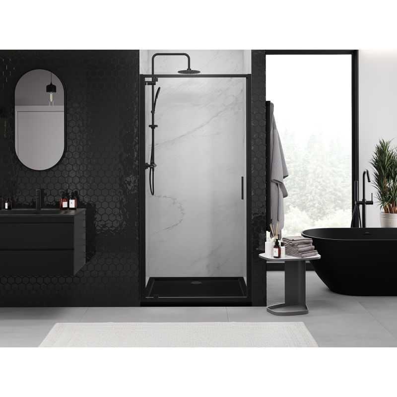 Mexen Exo 80 cm Hinged Shower Door, Transparent, Black - 8181-080-000-70-00
