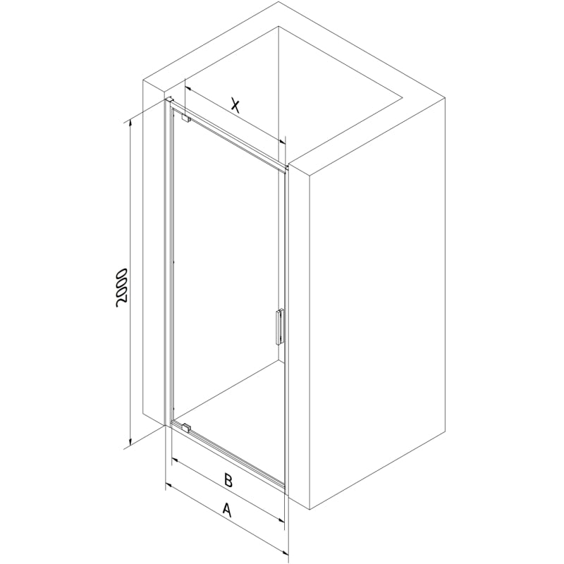Mexen Exo-BR swing shower door 90 cm, transparent, black - 8181-090-000-70-00