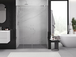 Mexen Exo 130 cm Double Sliding Shower Door, Transparent, Chrome - 8152-130-000-01-00