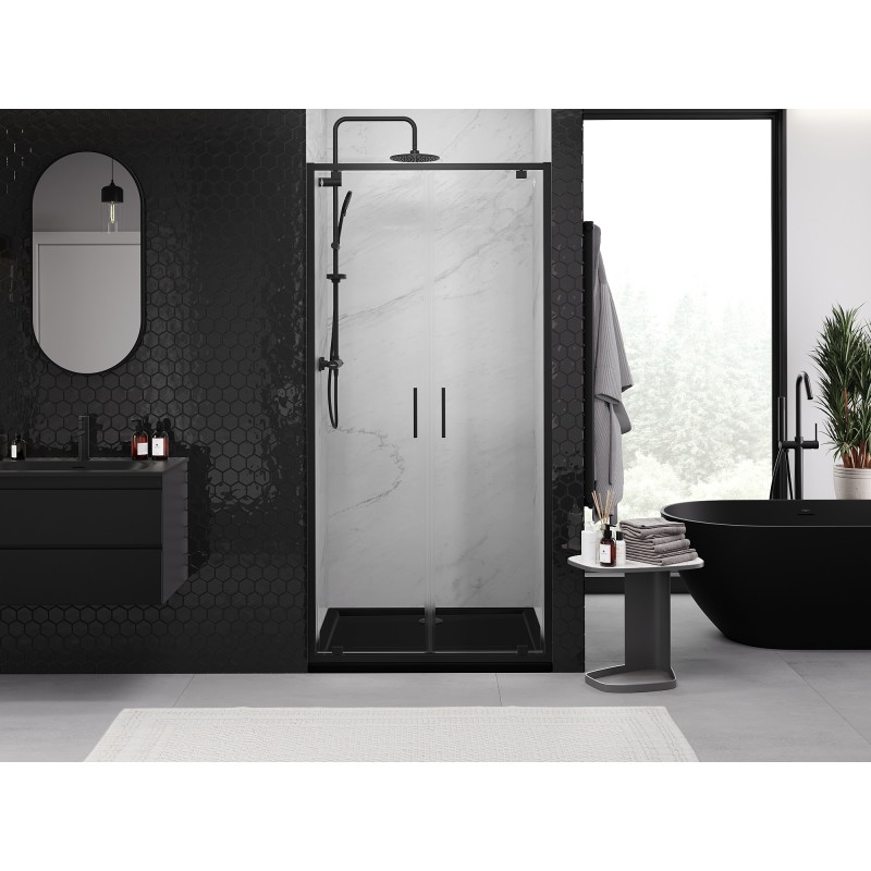 Mexen Exo-BR Duo double hinged shower door 80 cm, transparent, black - 8182-080-000-70-00