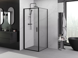 Mexen Exo hinged shower enclosure 95 x 95 cm, transparent, black - 817-095-095-70-00