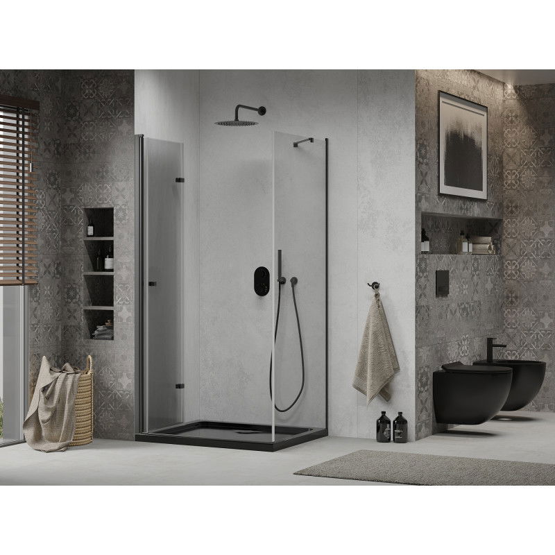 Mexen Lima folding shower cabin 100 x 80 cm, transparent, black + Flat tray, black - 856-100-080-70-00-4070B