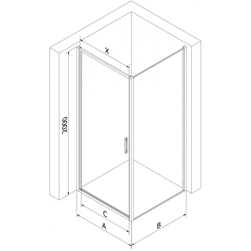 Mexen Exo Hinged Shower Cabin 100 x 90 cm, Transparent, Black - 817-100-090-70-00