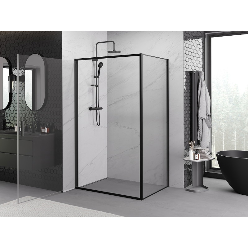 Mexen Exo-B hinged shower cabin 80 x 95 cm, transparent, black - 817-080-095-70-00