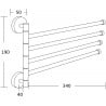 Mexen quadruple swivel towel rail, black - 7039244-70