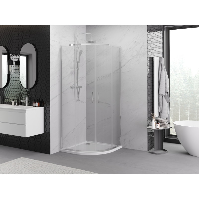 Mexen Exo-S Duo semi-circular sliding shower cabin 90 x 90 cm, transparent, chrome - 8132-090-090-01-00