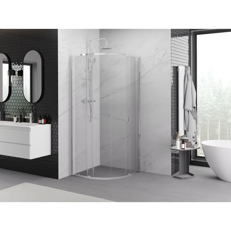 Mexen Exo-S Duo semi-circular sliding shower cabin 90 x 90 cm, transparent, chrome - 8132-090-090-01-00