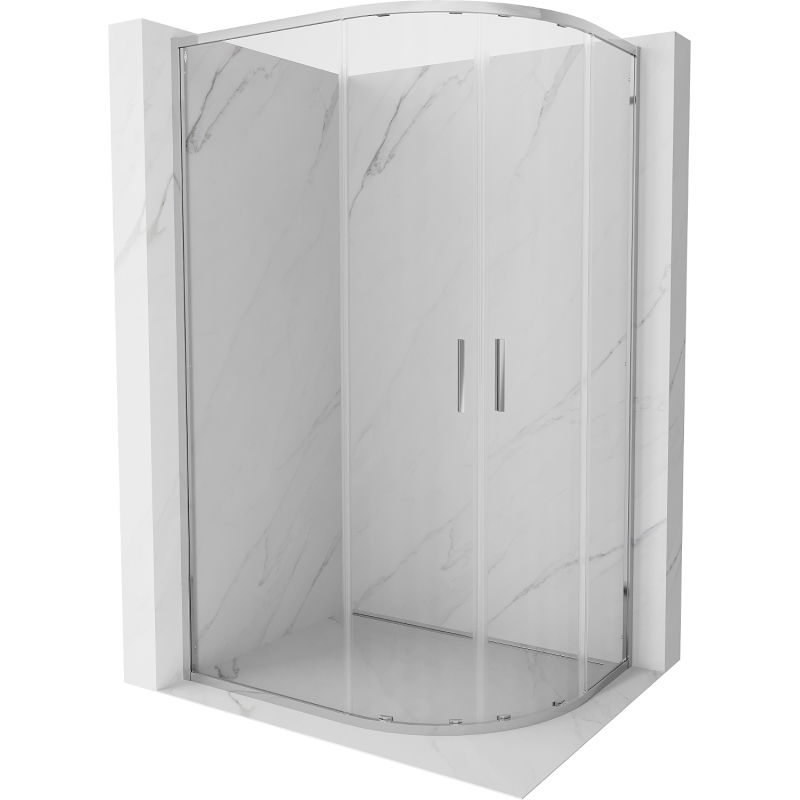 Mexen Exo semi-circular asymmetrical sliding shower enclosure 100 x 80 cm, transparent, chrome - 8132-100-080-01-00