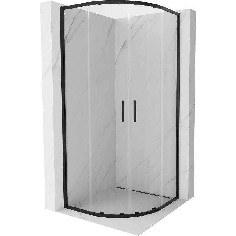 Mexen Exo-S Duo semi-circular sliding shower cabin 90 x 90 cm, transparent, black - 8132-090-090-70-00