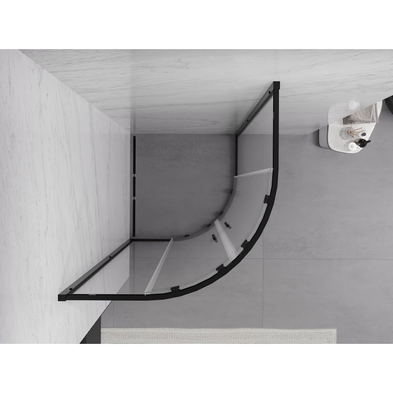 Mexen Exo semi-circular sliding shower cabin 90 x 90 cm, transparent, black - 8132-090-090-70-00