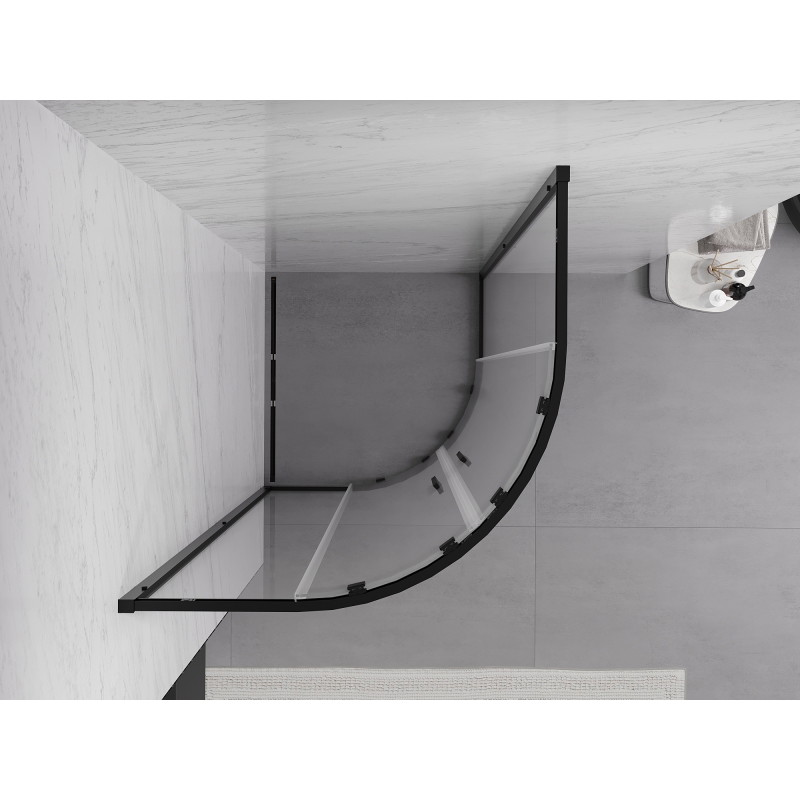 Mexen Exo-S Duo semi-circular sliding shower cabin 100 x 100 cm, transparent, black - 8132-100-100-70-00