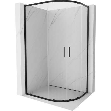 Mexen Exo-S Duo asymmetric semicircular sliding shower cabin 90 x 80 cm, transparent, black - 8132-090-080-70-00