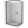 Mexen Exo-S Duo asymmetric semicircular sliding shower cabin 90 x 80 cm, transparent, black - 8132-090-080-70-00