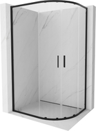 Mexen Exo-S Duo asymmetric semicircular sliding shower cabin 90 x 80 cm, transparent, black - 8132-090-080-70-00