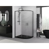 Mexen Exo-S Duo asymmetric semicircular sliding shower cabin 90 x 80 cm, transparent, black - 8132-090-080-70-00