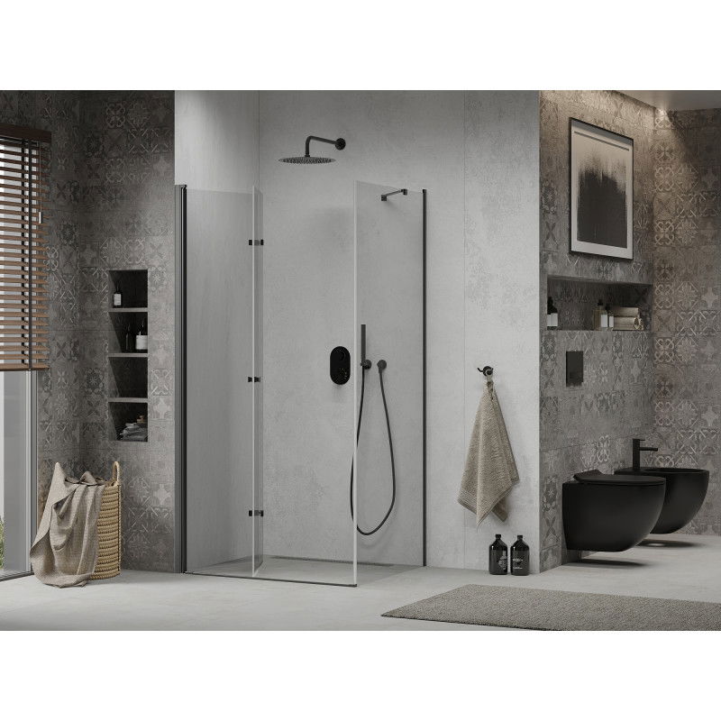 Mexen Lima 100 x 90 cm Folding Shower Enclosure, Transparent, Black - 856-100-090-70-00