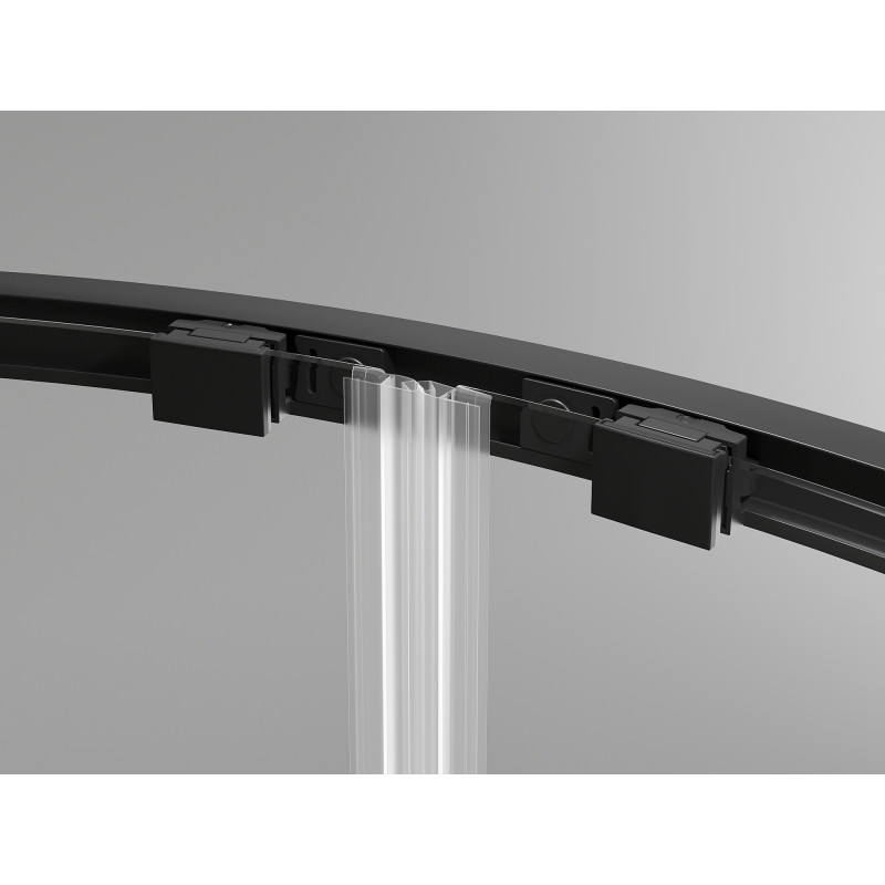 Mexen Exo-S Duo asymmetric semi-circular sliding shower cabin 100 x 80 cm, transparent, black - 8132-100-080-70-00