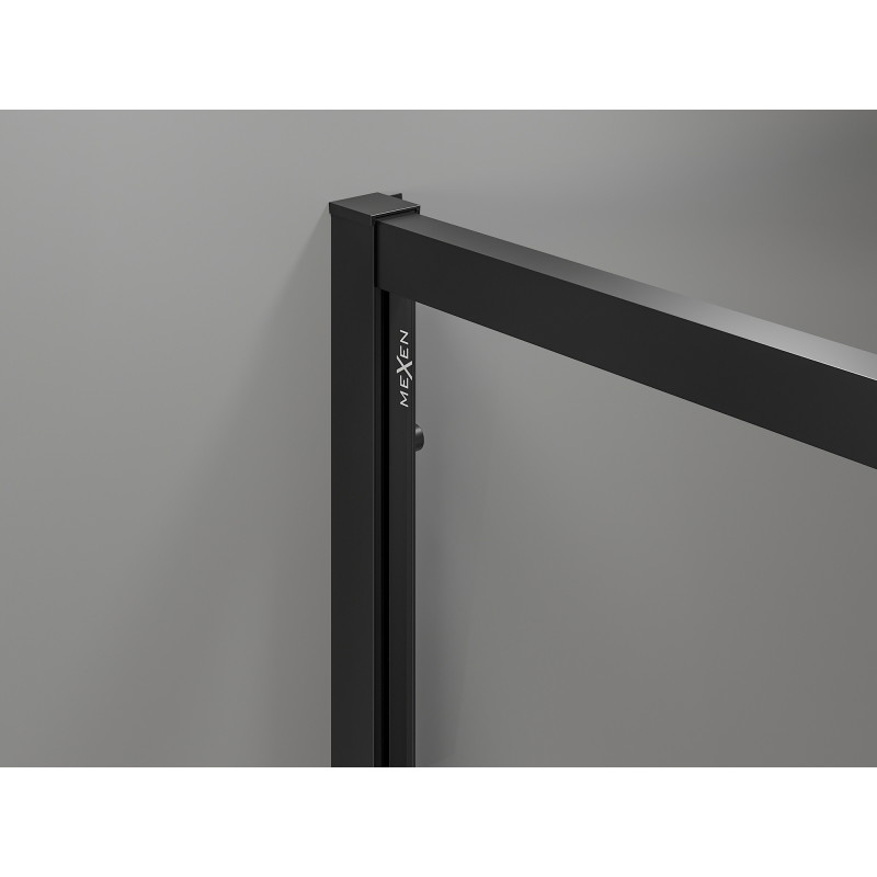 Mexen Exo-S Duo asymmetric semi-circular sliding shower cabin 100 x 80 cm, transparent, black - 8132-100-080-70-00