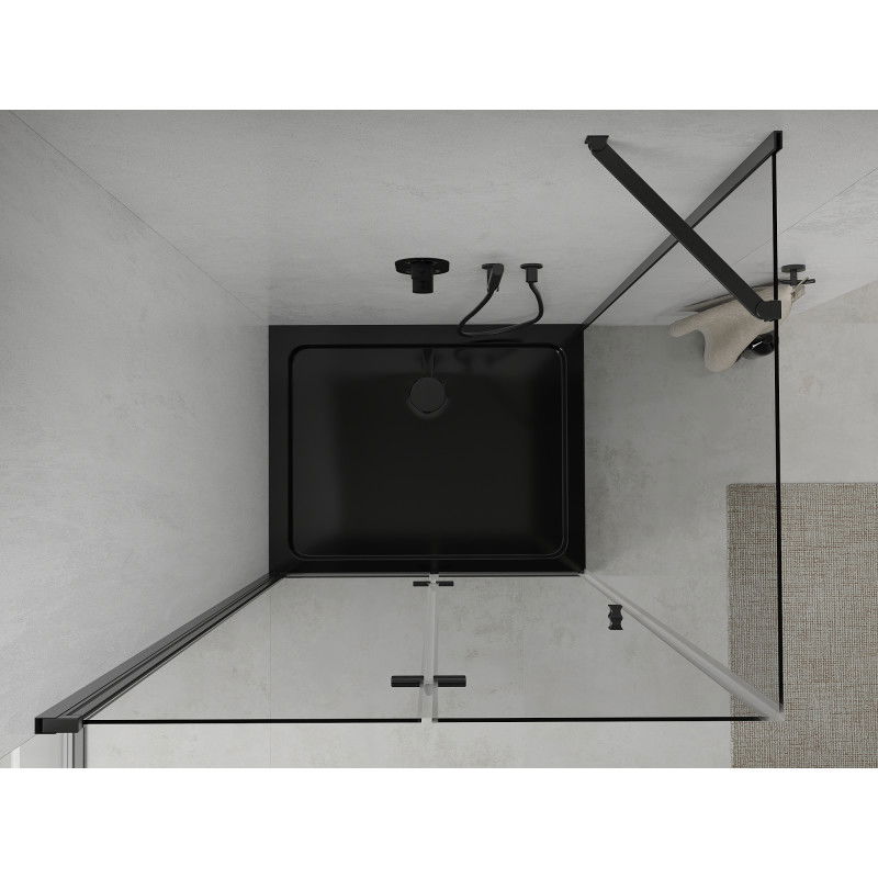 Mexen Lima folding shower cabin 100 x 90 cm, transparent, black + Flat tray, black - 856-100-090-70-00-4070B