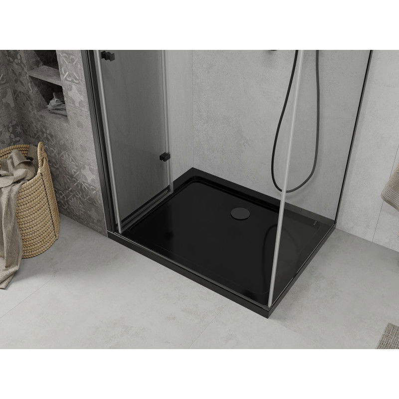 Mexen Lima folding shower cabin 100 x 90 cm, transparent, black + Flat tray, black - 856-100-090-70-00-4070B