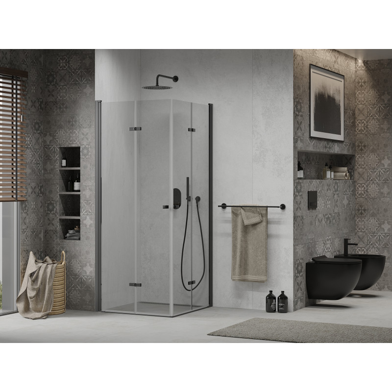 Mexen Lima Duo folding shower cabin 80 x 80 cm, transparent, black - 856-080-080-70-00-02