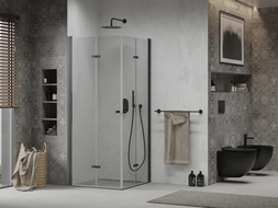 Mexen Lima Duo folding shower cubicle 80 x 80 cm, Transparent, Black - 856-080-080-70-00-02