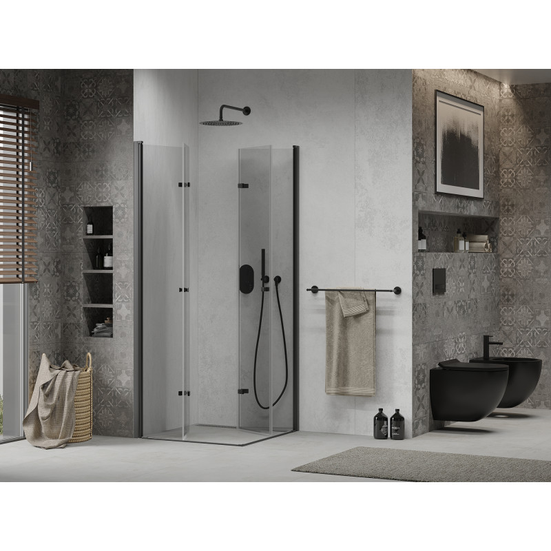 Mexen Lima Duo folding shower cabin 90 x 90 cm, transparent, black - 856-090-090-70-00-02