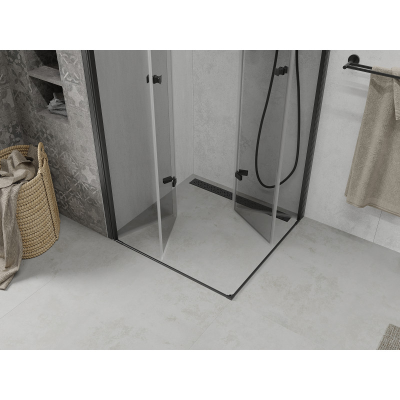 Mexen Lima Duo Foldable Shower Cabin 100 x 100 cm, Transparent, Black - 856-100-100-70-00-02