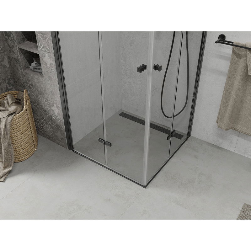 Mexen Lima Duo folding shower cabin 100 x 100 cm, transparent, black - 856-100-100-70-00-02