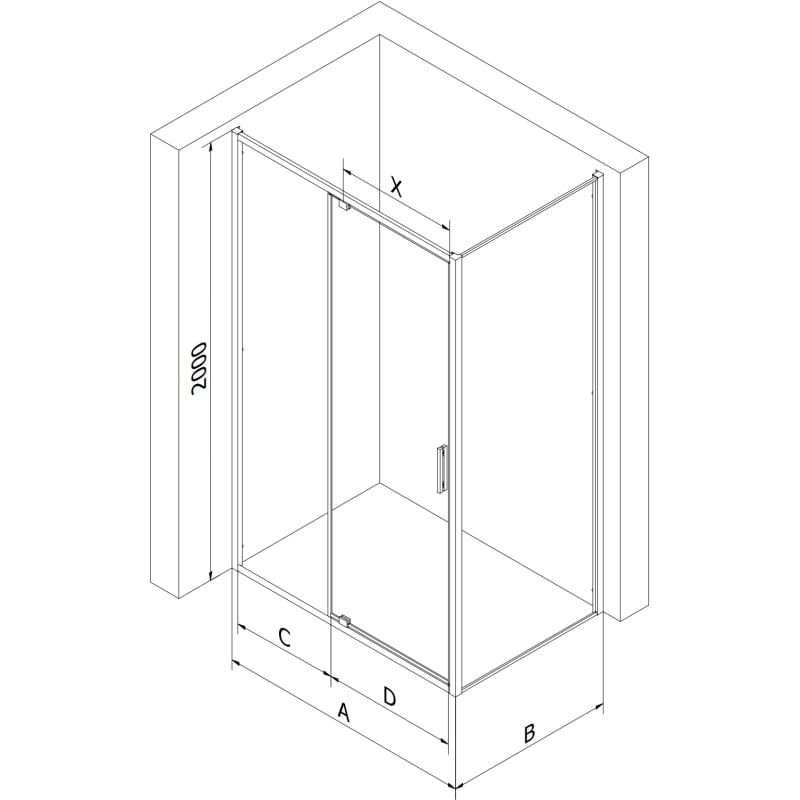 Mexen Exo-R swing shower cabin 135 x 100 cm, transparent, chrome - 819-135-100-01-00