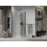 Mexen Lima Duo Folding Shower Cabin 80 x 80 cm, Transparent, Black + Flat Shower Tray - 856-080-080-70-02-4010B