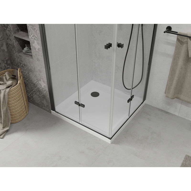 Mexen Lima Duo folding shower cabin 90 x 90 cm, transparent, black + Flat tray - 856-090-090-70-02-4010B