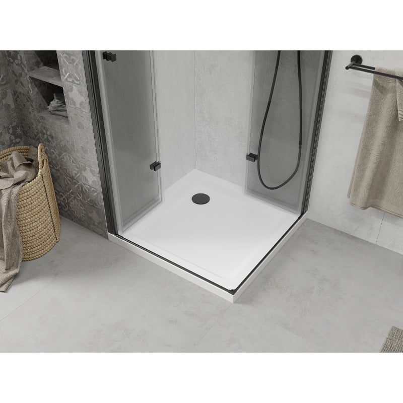 Mexen Lima Duo foldable shower cabin 90 x 90 cm, transparent, black + Flat tray - 856-090-090-70-02-4010B