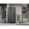 Mexen Lima folding shower enclosure 80 x 80 cm, graphite, chrome + Flat tray, black - 856-080-080-01-40-4070