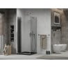 Mexen Lima folding shower enclosure 80 x 80 cm, graphite, chrome + Flat tray, black - 856-080-080-01-40-4070