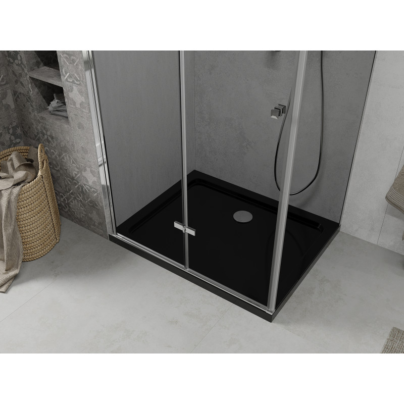 Mexen Lima folding shower cabin 90 x 120 cm, graphite, chrome + Flat tray, black - 856-090-120-01-40-4070