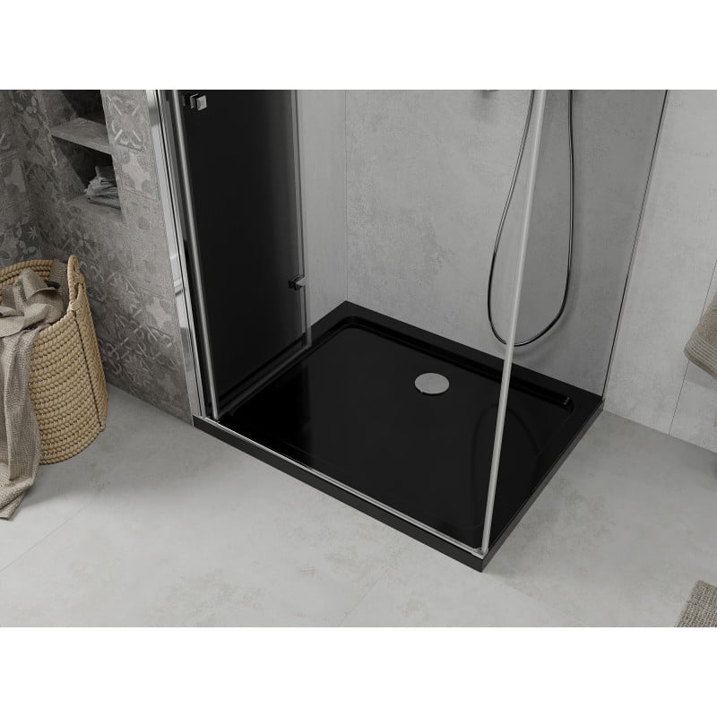 Mexen Lima folding shower cabin 90 x 120 cm, graphite, chrome + Flat tray, black - 856-090-120-01-40-4070