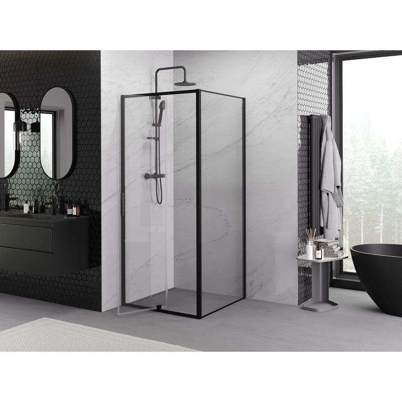 Mexen Exo Hinged Shower Cabin 100 x 100 cm, Transparent, Black - 819-100-100-70-00